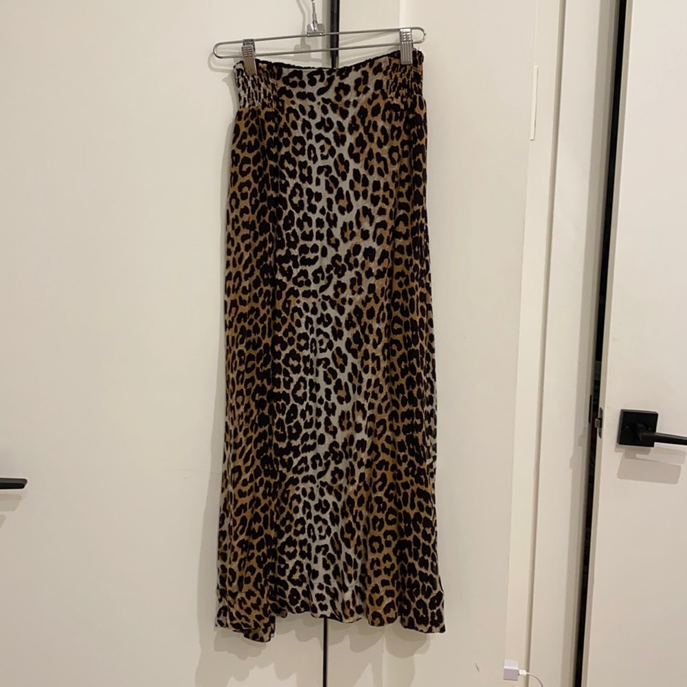 NWT GANNI LEOPARD PRINTED GEORGETTE SKIRT FR 34 XS 0